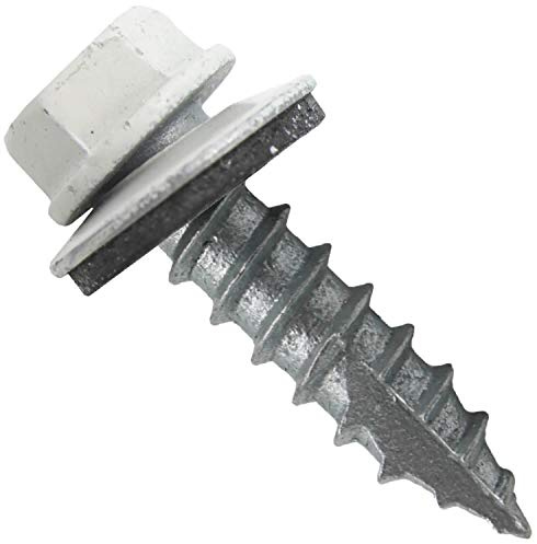#14 Metal ROOFING SCREWS: (250) Screws x 1 BONE WHITE Hex Head Sheet Metal Roof Screw. Self starting/tapping metal to woodsheet metal screws with EPDM washer. for corrugated roofing