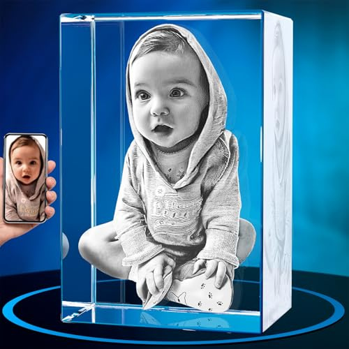 ArtPix 3D Crystal Photo, Personalized Mothers Day Gifts for Mom, Women, Wife, Her, Him, Men, Husband, Grandma, Great Customized Gift With Your Own Photo, Custom Glass 3D Laser Etched Picture Frame