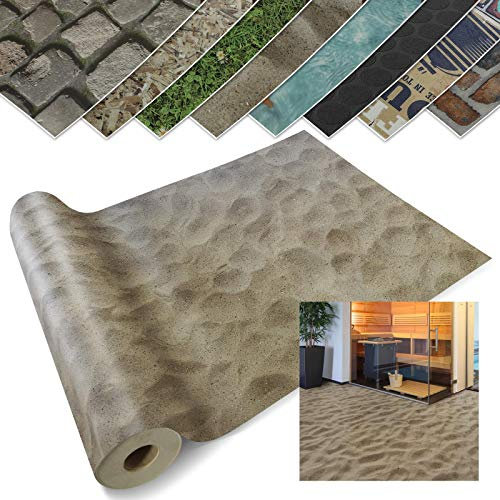 casa pura Revêtement Sol PVC - Stickers Effet 3d - Film Vinyle Pour Meuble & Sol Original - Sol PVC Rouleau Antidérapant Cuisine, Salle de Bain, Bureau - Aspect Plage de Sable (100x150 cm)