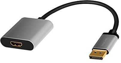LogiLink CDA0108 - Cable Adaptador HDMI DisplayPort 4K 60 Hz, Aluminio, NegroGris, 0,15 m