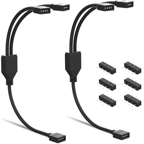 PAUTIX 2 piezas 4 pines 1 a 2 cable divisor de Tira LED,Conector de 4 pines para tira LED RGB CCT COB Conector en ángulo para cinta LED Cable de conexión para tira LED