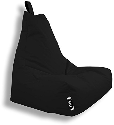 PATCH HOME XXL Lounge-Sessel – Ergonomischer Sitzsack für Gamer, Wohnzimmer & Outdoor – Mit Styropor-Füllung, Waschbarem Bezug & Reißverschluss zur Wiederbefüllung (Black)