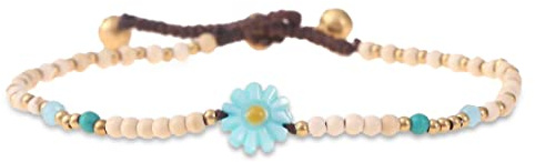 Made by Nami Surfare-vristlänk med pärlor damer och flickor – handgjorda festival och strandtillbehör – Goa hippie fotlänk – fotband färgglad orientalisk, Bomull