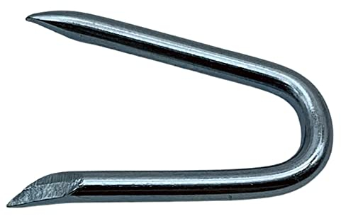 DOJA Barcelona | Grampillones | 17x30 | Acero Galvanizado | Pack 100 | Clavos Forma U para Fijar al Suelo/Poste Mallas Metálicas, Tienda Camping, Entramados de Cercas, Alambres de Espino | Ferreteria