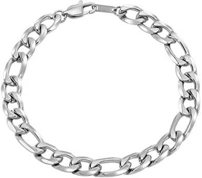 flintronic Bracciale Donna Uomo, Bracciale Sottile Donna Uomo, Braccialetto Catena in Acciaio Inox Argento, Larghezza 6mm, Lunghezza 21 cm, Regalo Perfetto (Con Fibbia Ad Estensione)