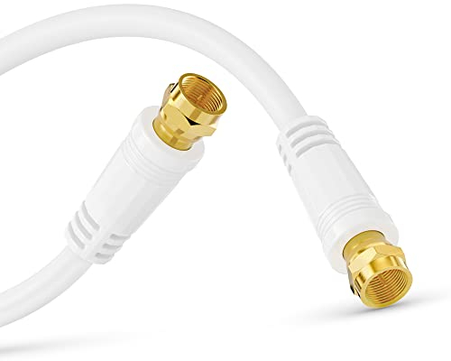 Perfect Cavo satellitare, cavo antenna, cavo coassiale, da spina F a spina F, 1,00 m, bianco