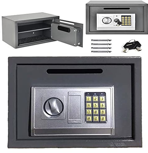 Large Digital Electronic Security Safe Box Fireproof Safe with Digital Keypad,16L Steel Construction Cash Safe for Home Business Jewelry Office Hotel Money Document,Wall Floor Anchoring Grey