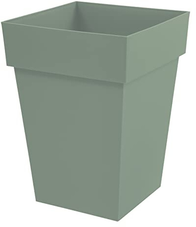 EDA - Pot de Fleur Carré Mi-Haut Toscane - Volume 51 L - 39 x 39 x H.53 cm, Vert Laurier
