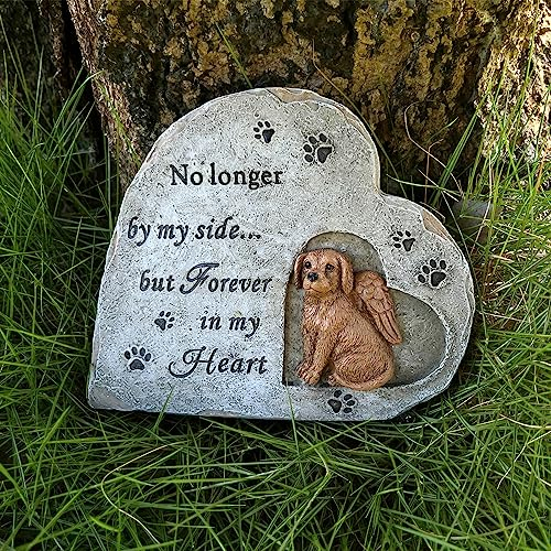 Arola Pietra commemorativa per animali domestici, pietra commemorativa a forma di cuore, pietra commemorativa per cani da giardino, lapidi per esterni o interni, regalo commemorativo per cani Sympaty