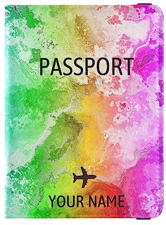 Personalisierte Reisepasshülle, Brieftasche, Kombi, individueller Name, PU-Leder, Reisepass, Impfkarten-Schutz für Damen und Herren, Reisegeschenk, Marmor11, Einheitsgröße