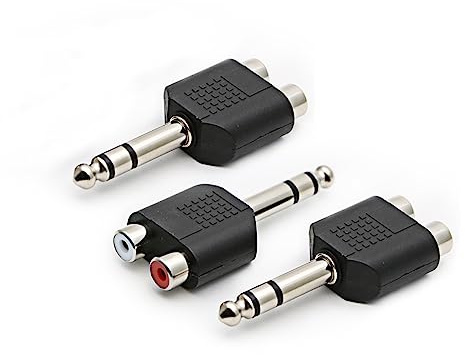 ZJKJHJY 3pcs 1/4 6.35mm/6.5mm Stereo Male to Dual RCA Female Adapter Stereo Male to Dual RCA Female Audio Adapter for Sound Equipment (Double Channel)