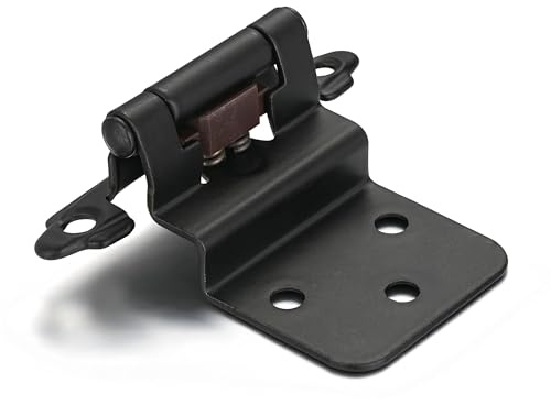 Vallecloud 4 Pack (2 Pair) 3/8 Inset Matte Black Self Closing Cabinet Hinges for Offset Kitchen Cabinet Door, Face Frame Semi Concealed Kitchen Cabinet Hinges