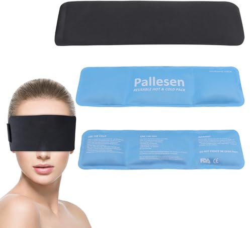 Pallesen Ice Packs for Injuries Reusable, Migraine Relief Products, Soft Flexible Gel Cold Pack Cold Compress for Eye & Head, Neck Ice Pack Wrap, Relieves Pain and Reduces Inflammation, 12.6 x 3.5in