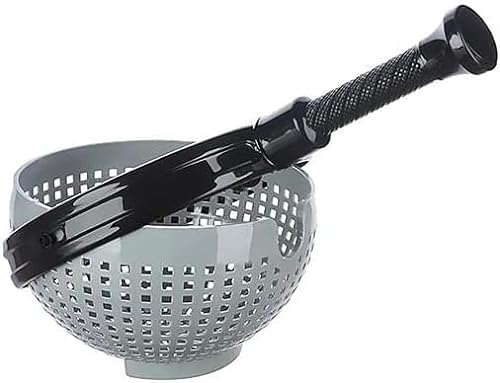 4All Salad Spinner Rotating Seive Easy Spin Centrifugal Dehydration Vegetable Washer Dryer BPA Free Kitchen Washing Filter with Foldaway Handle Reusable Manual Lettuce Spinner (Grey)