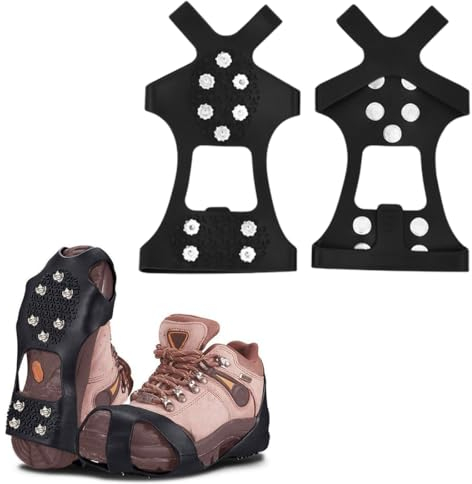 INGJIA Anti Rutsch Schuhspikes Größe 39-44 Ersatzspikes Ice Grips Schuhkrallen Schnee EIS Spikes Sohle Wandern Spazieren Hiking Walking Winter