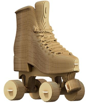 CARTONIC Rollschuh 3D-Puzzle aus Karton – Skulptur-Bausatz | 256 Teile, 23 × 20 × 10 cm – Bastelset aus recycelter Pappe zum Stecken & Bemalen, für Jugendliche & Erwachsene, Geschenkidee
