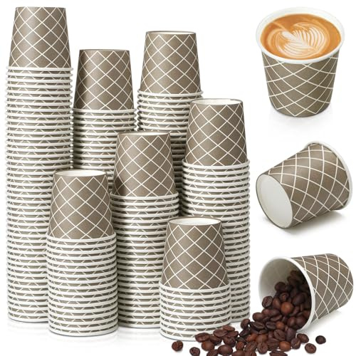 Rtteri 200 Pcs Count 3 oz Disposable Coffee Cups Disposable Espresso Cups Small Paper Cups 3 oz Cups for Coffee Tea Cocoa Juice Mini Paper Cups for Cafes Offices and Home