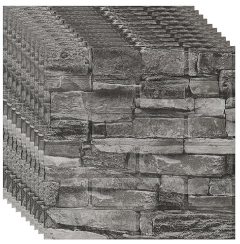 3D Wandpaneele Selbstklebend 10 Stück 35x35cm 1.2 m², Küchenrückwand Ziegel Tapeten Steinoptik 3 mm Steintapete Wandaufkleber Wasserdicht Wandtapete für Küche Schlafzimmer (Retro-Rot)
