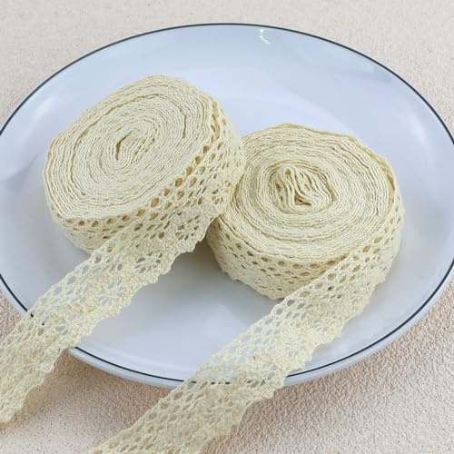 Cinta de Encaje Vintage Blanca 40 m, 2 Rollos con Flores para Decoración de Mesa de Boda, Manualidades y Regalo de Bricolaje