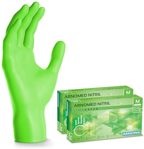200x ARNOMED® Einweghandschuhe Grün, Nitril Handschuhe, Einmalhandschuhe M | Nitrilhandschuhe Einweg puderfrei, Gummihandschuhe Einweg, Schutzhandschuhe, Handschuhe Nitril in XS, S, M, L, XL
