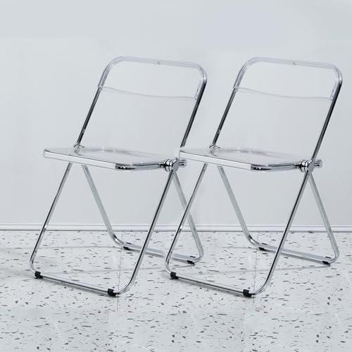 RTTZBOZ Sedia Pieghevole, Sgabello per Sedie Pieghevoli con Schienale per Cucina o Sala Giochi - Sedie Pieghevoli Portatili per Interni (Color : Transparent, Size : 47cm/19in 2pcs)