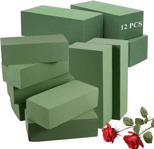 DAJAVE 12 Pcs Floral Foam Block Wet Florist Foam Block Flower Arranging Foams for Artificial Fresh Flowers, Rectangle Green Flower Sponge Foams Blocks for DIYs, Arts, Crafts, Wedding