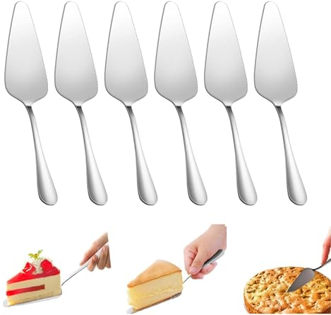 NIEEKRUN Tortenheber Set - 6 Stück Edelstahl Kuchenschaufel, poliert, mit gezackten Kanten, Tortenschaufel und Kuchenmesser, ideal für Küche, Restaurants und Partys (Silber)