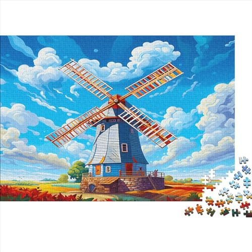 Windmühle 1000 Stück Puzzles Niederländische Windmühle Erwachsene Stress Abbauen Familien 1000 Brain Challenge Lernspiel Spielzeug Premium Quality Spielzeug Geschenk Mehrfarbig 1000pcs (75x50cm)