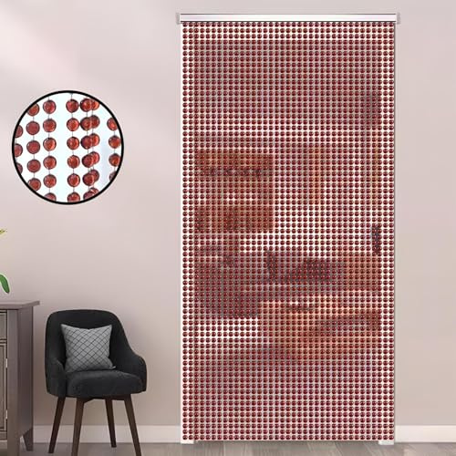 Eiauiuo Innen Perlenvorhang aus Acryl Perlen und Metall Schiene Fadenvorhang Wohnkultur Raumteiler Dekorativer Türvorhang Hängender Perlenvorhang für Wohnzimmer Schlafzimmer(90x200cm(120 Stränge))