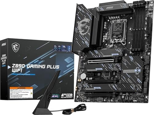 MSI Z890 Gaming Plus - Scheda madre WiFi da gioco, compatibile con processori Intel Core Ultra Series 2, LGA 1851, DDR5, PCIe 5.0, M.2, SATA, LAN 5 Gbps, USB Type-C, Wi-Fi 7, Bluetooth 5.4,
