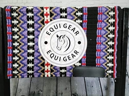 EQUIGEAR Western Show Horse Satteldecke aus neuseeländischer Wolle, Western-Design, handgefertigte Satteldecke, Wollpolster, Sensor Flex (Anpassung möglich) BA86 (34 x 34)