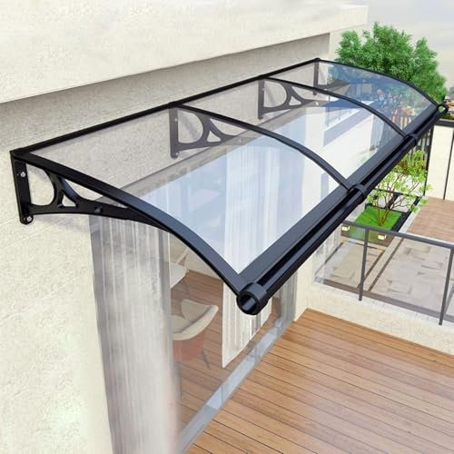 YZMJXNYY Awning for Door Entrance, Window Awning, Porch Awning, Door Canopy, Entry Door Awning, Front Door Awning With Aluminum Alloy Bracket Large Sink, for Rain Sun Snow(Clear,60x120cm/23x47in)
