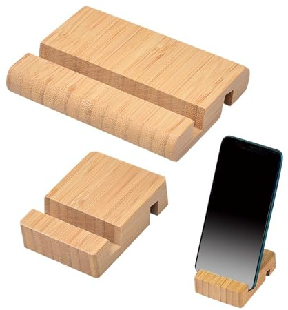 HDGSAFD 2 Stück Handy- Und Tablet-Halter, Holz-Handyhalter, Kreativer Desktop-Ständer, Multifunktionaler Handy-Basisständer