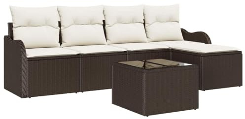 vidaXL Trädgårdsoffset med lagring 6 pcs Grå konstrotting, Trädgård och Terrass, Modern Modulsats, Hållbar Poly Rattan-soffa, UV-beständig Utomhus Lounge, Flexibelt Utemöbel