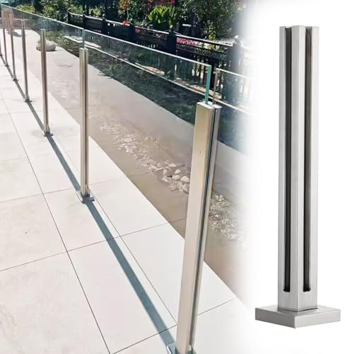 Generico Ringhiera in Vetro e Acciaio Inox 304 – Recinzione per balaustra Impermeabile per Uso Interno/Esterno, ringhiera con Supporto in Vetro di Sicurezza per Patio, Giardino, terrazza (palo Angola