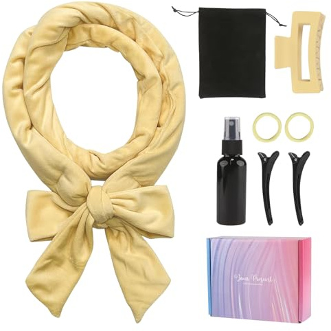 Set of Heat Free Curlers, Curling Hair Curlers, No Heat, Non-Slip, Soft Heatless Hair Curlers for Sleeping, Curly Female Headband, DIY Hairstyle - Yellow
