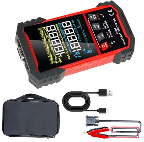 Tester portatile per batterie al litio acido: misuratore di tensioni/resistenza accurato con LCD per professionisti tester batteria per lavoro sul campo