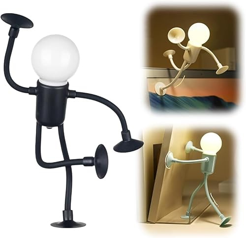Genérico Luz Nocturna Divertida De Deportista De Forma Intercambiable, Luz Nocturna Divertida 2025 Con Ventosa, Bonita Bombilla Para Hombre,Forma de Bricolaje (Negro)