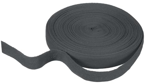 QUARKZMAN Nastro in Cotone Spina di Pesce 25mm x 21 Metri Rotolo di Nastro A Tessitura Obliqua Nastro per Orlo Bias per DIY Cucito Regalo Imballaggio Grigio Scuro