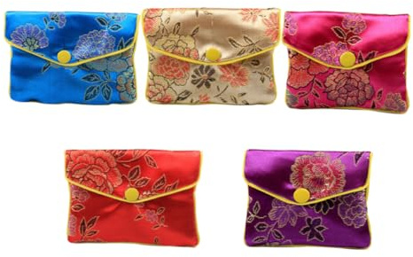 SOESFOUFU Bolsas de Joyería de Satén Chino Brocado 12 Piezas Pequeñas para Collar y Pendientes, Bolsas de Tela para Bodas y Fiestas, Decoración Tradicional Obsequio Mujer Varios estilos