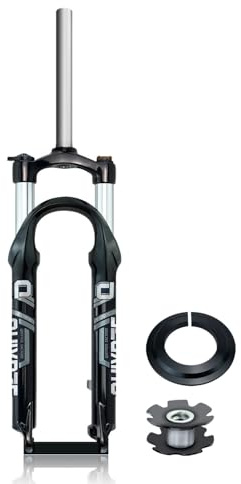 LHHL Forcella Ammortizzata per Mountain Bike 20 24 Pollici Bicicletta Bici Forcella A Molla 100mm Corsa 1-1/8 Forcella Anteriore Freno A Disco QR 9x100mm Blocco Manuale(24'' Black)