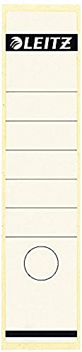 Leitz Rückenschild selbstklebend für Standard- und Hartpappe-Ordner, 100 Stück, 80 mm Rückenbreite, Langes und breites Format, 62 x 285 mm, Papier, weiß, 16401001