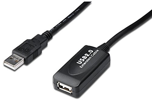DIGITUS Aktives USB 2.0 Verlängerungskabel, Repeaterkabel, 25 m Länge, USB A Stecker auf USB A Buchse, Plug & Play, Stromversorgung über USB, Schwarz