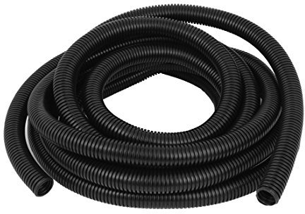 sourcingmap Gaine Cable électrique Fil Protection Tube de conduit ondulé flexible en nylon de 7 m 21 x 25 mm pour jardin, bureau noir
