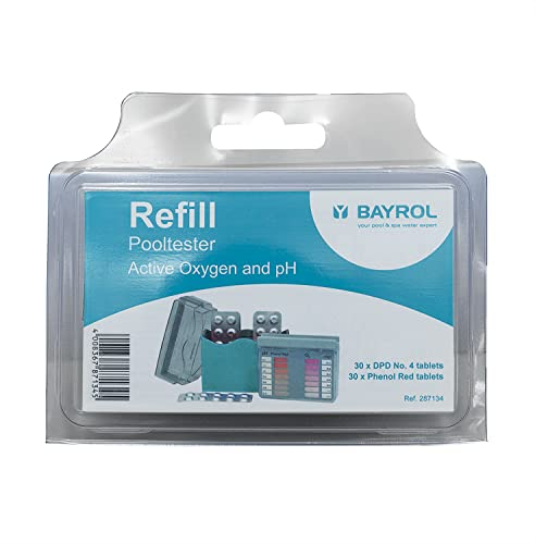 BAYROL Tabletten Nachfüllpackung für manuellen Pooltester pH/O2 - 2 x 30 Tabletten Phenol Red & DPD No. 4 - pH-Wert & Aktivsauerstoff, 8.1 x 22.1 x 2.2 cm