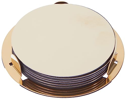 Mnixy Glattis Glattis Dessous de Verre avec Support, Laiton, 8.5cm Diamètre, Lot de 6