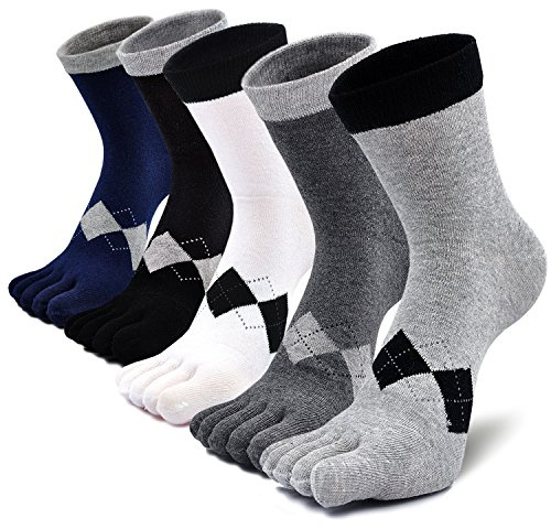 PUTUO Uomo Calzini con Dita Separate, Calze Sportive in Cotone da Uomo Calzino infradito a 5 dita, 5 paia