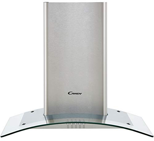 Candy CGM64/1X 60cm Curved Glass Chimney Hood, 3 Speeds, Stainless Steel