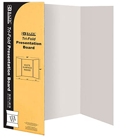 BAZIC Products Trifold Poster Board – White Corrugated Cardboard Display Board for School Projects, Science Fairs, Photos, Charts, and Classroom Presentations, 36 X 48, 1-Pack