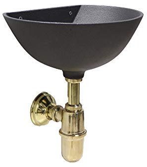 Fonderia Bongiovanni | Fontaine de jardin extérieur | Fontaine murale | Modèle 600 en aluminium | Couleur Gris Fonte avec Siphon en Lation Poli | Fontaine murale d'extérieur